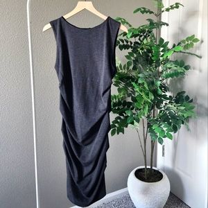 NWT Nicole Miller Maternity Dress Large Charcoal Gray Ruched Sleeveless Midi